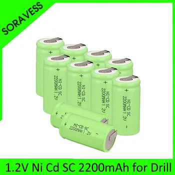 SORAVESS 2-10pcs SC 2200mah 1,2 v baterije za polnjenje NI-CD baterij za ponovno polnjenje za makita bosch, Hitachi metabo dewalt za električna orodja