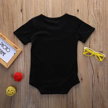 0-24M Novo Črno Črko Tiskanja Newborn Baby Girl Boy Splošno Oblačila za Malčke Fshion Bombaž Otroška Enega Kosa Obleko, igralne obleke