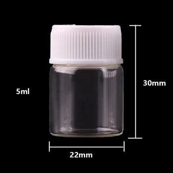 100 kozarcev 22*30 mm 5ml Transparentno Steklo parfum Spice Steklenice z Belo Plastično navoj Majhen Kozarec Vial DIY Obrti