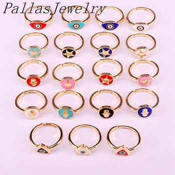 10Pcs Emajl nakit ,prstani, nove oblike oči /krog /Trikotnik oblike, pisane emajl obroči ,nastavljiv prstani, nakit,