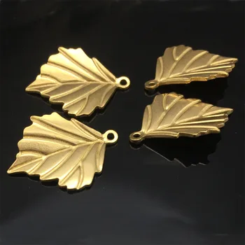 10pcs/veliko listov Čare zlato ton iz nerjavečega jekla Čare Obeski modni Nakit Ugotovitve Fit DIY 23.5*17 mm