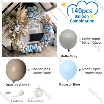 140pcs Macaron Modre Balone Garland Baby Tuš Dekoracijo Mat Sivo Balon Arch Valentinovo Poročno Dekoracijo Dobave