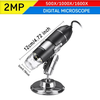 1600X 2MP Nastavljiv 1080P Digitalni Mikroskop Tip-C/Micro USB, 8 LED Magnifier Elektronski Stereo USB-Endoskop Za Telefon, RAČUNALNIK