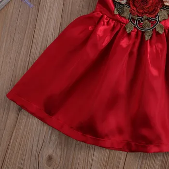 2018 Nove Malčka Otroci Baby Dekleta Stranka 3D Cvet Sundress Obleko Dojenčki Dekle Povodcem Backless Formalno Cvetlični Obleke 0-5T Oblačila