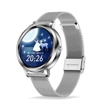 2020 MK20 Srebro Pametno Gledati Poln na Dotik za Nadzor Krog Zaslona Moda za Ženske Smartwatch Lady Zdravje Sledenje Pazi Za iOS Android