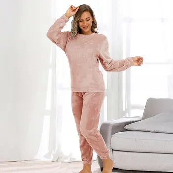2020 Nove Ženske Cute Pižamo Določa Žamet 2 Kosa Sleepwear Obleko S Kapuco Majica Sweatpants Trdna More Homewear Obleko