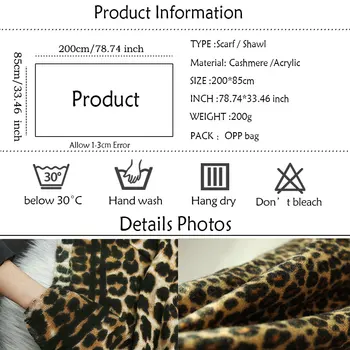 2020 Vroče Kašmir Šal za Ženske Luksuzna Leopard Topla oblačila Hidžab Šal Pozimi Lady Pashmina Šali in Obloge Foulard Debelo Odejo