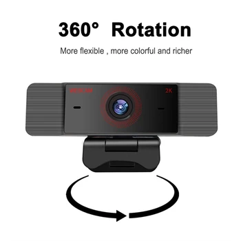 2K 1080P 720p 480p HD Spletna kamera z Mikrofonom Vrtljiv PC Desktop Web Kamera Kamera Mini Računalnik WebCamera Cam Video Snemanje Dela