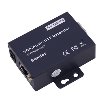 330Ft VGA + 1080P Stereo o + USB Signal KVM Extender preko Cat5 Cat5E Cat6 Kabel RJ45 Brez Odlašanja Izgubo VGA Oddajnik(EU Vtič)