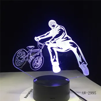 3D BMX Prevarant Tabela Svetilko ob Postelji Dekor Izposoja Omejitev Gibanja Noč Svetlobe LED 7 se Spremeni barva Spalna Razsvetljavo Darila AW-2995