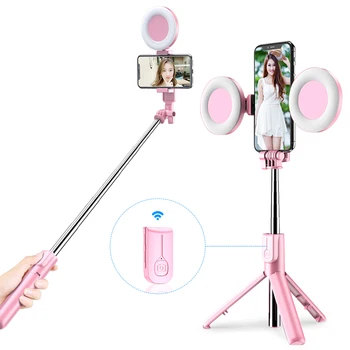 4 In1 Kamera Led Obroč Svetlobe Brezžična tehnologija Bluetooth Selfie Palico Ringlight Podaljša Ročni Monopod Stojalo za Youtube Tiktok
