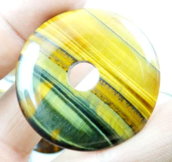 40 mm naravnega kamna Quartz crystal tiger oči varnost gumb čar obesek za diy nakit, izdelava ogrlica Pribor 5pcs
