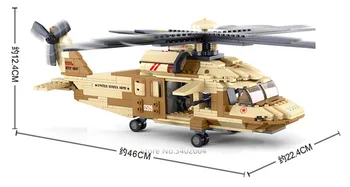 439Pcs Vojaške UH-60 L Black Hawk Helikopter Model gradniki Kompleti Kit VOJSKO Vojakov Opeke Izobraževalne Igrače za Otroke