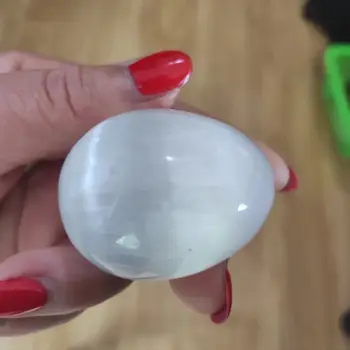 5 cm Naravno bela selenit Jajce kamen poliran sadra kristalno jajce obliko kamna Gemstone Zdravljenje surova sadra kamen massager