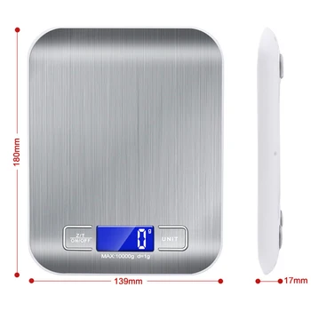 5 kg 10 kg, iz Nerjavnega Jekla Elektronski Digitalni Obsega Domači Kuhinji Teža Merjenje Volumn Hrane Lestvice Naprave