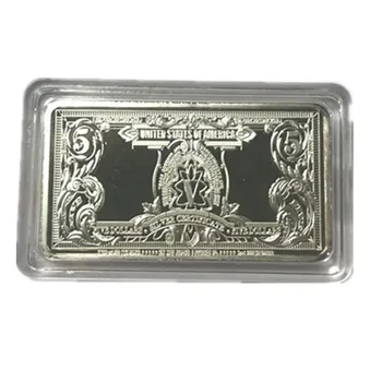 5 kos čistega silver plated 5 dolarjev ingot 50 mm x 28 mm Ameriški značko decoraiton bar padec ladijskega prometa bi sprejemljivo dolar con