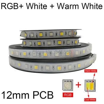 5m 12 mm PCB 5050 RGBCCT LED Trakovi, RGB + CW+WW 2 v 1 SMD LED Trak Trak Trak Počitnice Dekoracijo Luč 12V 24V Nepremočljiva
