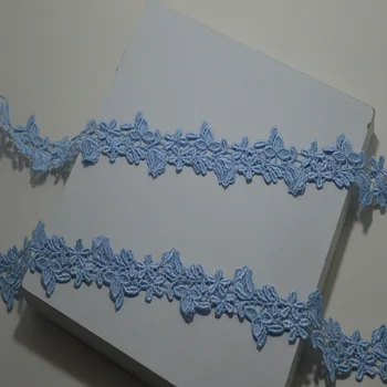 5Yards/veliko 3,5 cm Širok Skyblue Votlih Cvetlični Venise Čipke Trim z Design za Poroke, Poročne,Oblačilo Dekoracijo