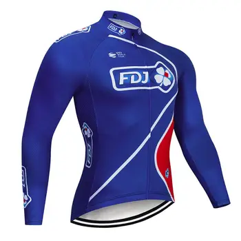 6XL 2020 Modra FDJ Kolesarska ekipa Oblačila Kolo jersey Quick Dry Mens Kolesarske majice Dolg Rokav Pro Kolesarski Dresi Kolo Maillot