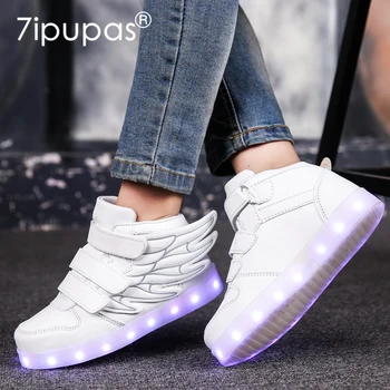 7ipupas Novo polnjenje prek kabla USB čevlji 25-35 svetlobna čevlji krilo led čevlji boys&girls moda trend 7 barv svetlobni superge