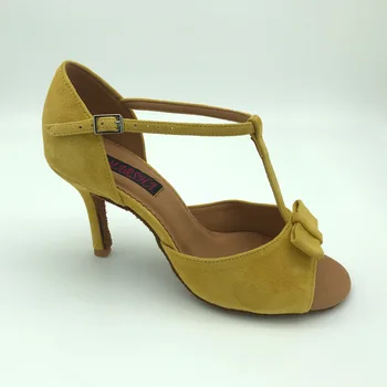 8,5 cm visoke pete latinski Ples Čevlji Za ženske Salsa čevlji pratice čevlji udobno latinsko čevlji MS6205BYS Pravega usnja nizke pete
