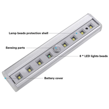 8 Led Senzor Gibanja Svetlobe Baterija Upravlja Wireless Motion Prenosni Magnet, Omaro, Nočne Luči Za Hodnik Stopnišče