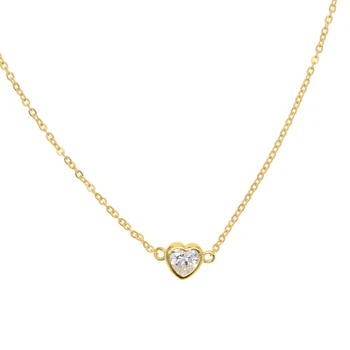 925 Sterling Silver Fashion Drobne zlate barve CZ Srce Ogrlico, Obesek, občutljivo verige minimalno srce chocker za ženske Jewelry2019