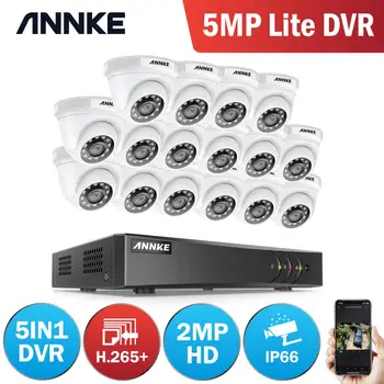 ANNKE 16CH 2MP HD Video nadzorni Sistem H. 265+ 5in1 5MP Lite DVR 16X 1080P Dome Prostem Vremensko Varnostne Kamere CCTV