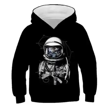 Astronavt prostor Tiskanja Hoody Otroci Hooded poliester Majica Priložnostne Vrhovi Fantje Dekleta Hoodies moda hoodies Otroci Oblačila
