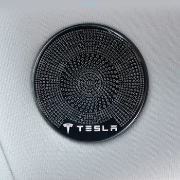 Bafire 2 Kos iz Nerjavečega Jekla Notranji Zvok Zvočnikov Glasbe Kritje Rog Nalepke Za Tesla Model 3 Avto-styling Trim Avdio Rog Okvir