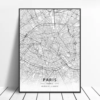 Bethune Dunkerque Kraja Annecy Pariz, Bordeaux Metz Francija Platno Art Map Plakat