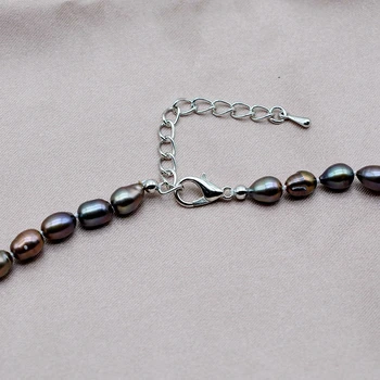 Biserna ogrlica, sladkovodne črno-siva biser, spusti oblike, premera 5-6 mm, kratka ogrlica, ki je primerna za dekle darilo