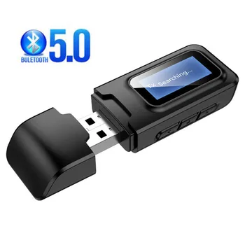 Bluetooth 5.0 Sprejemnik Oddajnik LCD-Zaslon 3.5 mm AUX Priključek 2 In1 USB Bluetooth Dongle Brezžični Zvočni Adapter za Avto PC TV