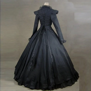 BREZPLAČNO OSTRISH Plus Velikost Obleko Lobanje Čipke Flounce Vstavite Modelno Gumb Obleko Gothic Srednjeveške Obleke Vestidos Jeseni Ženske 1202