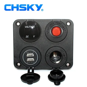 CHSKY 4 Luknjo Plošča Osnovna Rdeča LED 12V USB 4.2 Power Adapter za Polnilnik z Dvojno Avto Vtičnico Cigaretnega Vžigalnika Splitter Digitalni Voltmeter