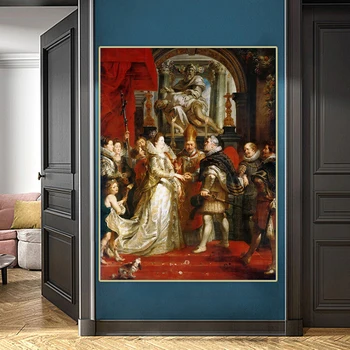 Citon Peter Paul Rubens《Kralj Poročen Marie De Medici》Platno Umetnosti Oljna Slika, Dekorativne Slike Stenski Dekor Doma Dekoracijo