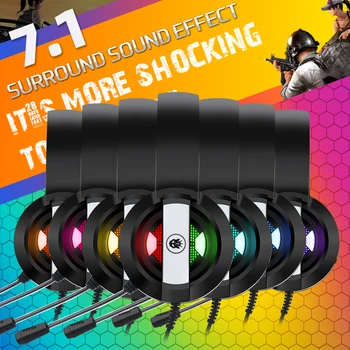 Cosbray 7.1 Gaming Slušalke, Head-mounted Z Mikrofonom Slušalke RGB Razsvetljava Igri slušalke , Za PS4, Xbox Enem, Računalnik