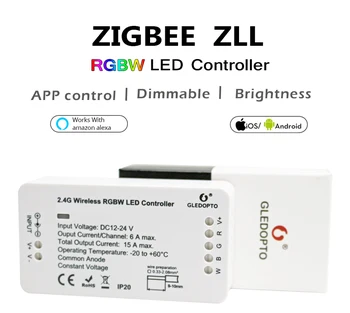 DC12-24V ZIGBEE RGBW Led Krmilnik ZLL pametni telefon APP Amazon alexa glasovni nadzor Za Pisane RGBW LED Trak Svetlobe Traku Trak