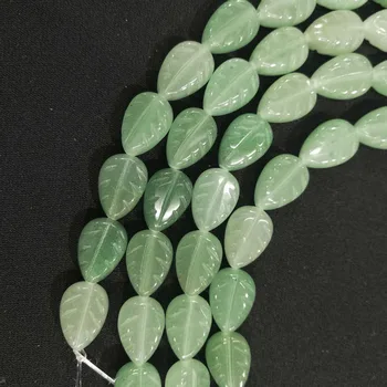 Debelo 13pcs/veliko 10X14mm naravnega kamna Zeleni Aventurine carving listov CAB CHRYSOPRASE kroglice za nakit, izdelava brezplačna dostava