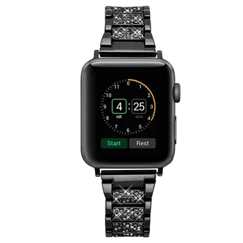 Diamond Band + Primeru za Apple Watch Band 6 5 4 3 2 Nerjavečega Jekla Watch Pasu Trak za iWatch 44 MM 40 MM 42MM 38 MM Pas, Zapestnica