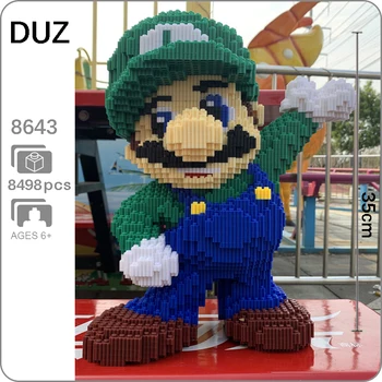 DUZ 8643 Igro Super Mario Luigi Zelena Slika 3D Modela 8498pcs DIY Mini Stavbe, Bloki, Opeke Igrača za Otroke, 35 cm visok, št Polje
