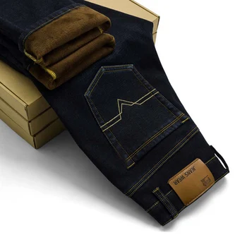 EICHOS Mens Jeans 2020 Pozimi Kavbojke Moški Toplo Zgrinjati Mehko Kavbojke Joggers Človek Naravnost Traper Hlače Visoke Kakovosti Velike Velikosti 42