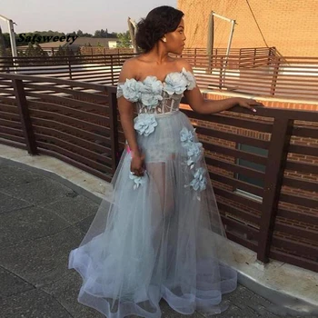 Elegantno Prom Oblačenja 2021 Off ramenski A-Linijo 3D cvet Dolge Večerne Plus Velikost ženske Formalno Stranko Obleke haljo de soiree
