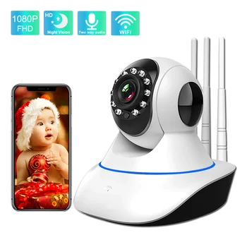 FHD 1080P IP Kamera, Wifi dvosmerni Audio Night Vision Zaznavanje Gibanja Home Security Kamera Smart CCTV Kamere Baby Monitor, Fotoaparat