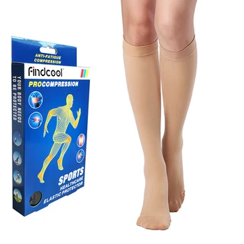 Findcool Medicinske Stiskanje Knee Visoke Nogavice Z Zaprtimi Toe 20-30 mmHg za Jogo Nogavice in Šport Legwarners