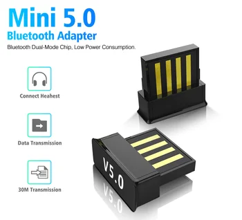 FONKEN Mini BT5.0 USB Bluetooth Adapter PC Ključ Modri Zob Glasbeni Sprejemnik Oddajnik Za Zvok TV PC Komplet Brezžični Adapter