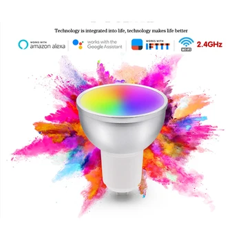 GU10 Smart WiFi Žarnica 5W LED Žarnico Zatemniti RGB+CW Svetlobe Delo Z Amazon Alexa googlova Domača stran Oddaljenim Glasovni Nadzor