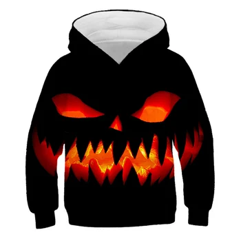 Halloween Majica najstnik 4-14 let in več bučnega bluzo hoodie fant sleeved priložnostne kapičastih pulover, oblačila pulover