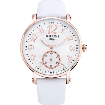 HOLUNS medicinska sestra gledal top blagovne znamke ure za ženske, luksuzno usnje quartz watchband bel Digitalni zapestje gledati Ženska ure 2019