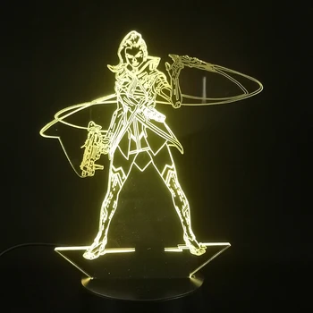 Igra Overwatch Junak Sombra 3D Svetilko, Baterijski Pogon Multi-barve z Daljinskim upravljalnikom za Posteljne Dekorativni Usb Led Nočna Lučka Lučka